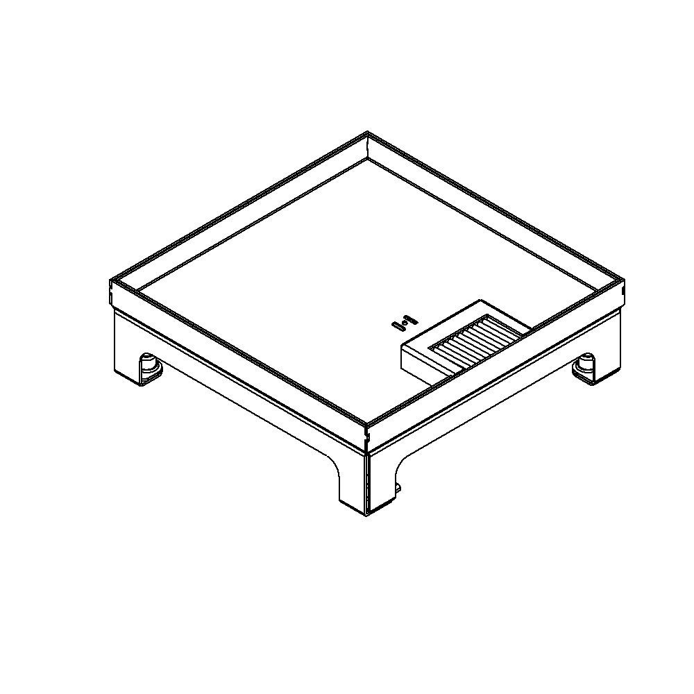 Unterflur-Bodendose UBD 210 small aus Chromstahl inkl. Deckel mit Kante, 15mm Vertiefung und 1 Bürstenauslass