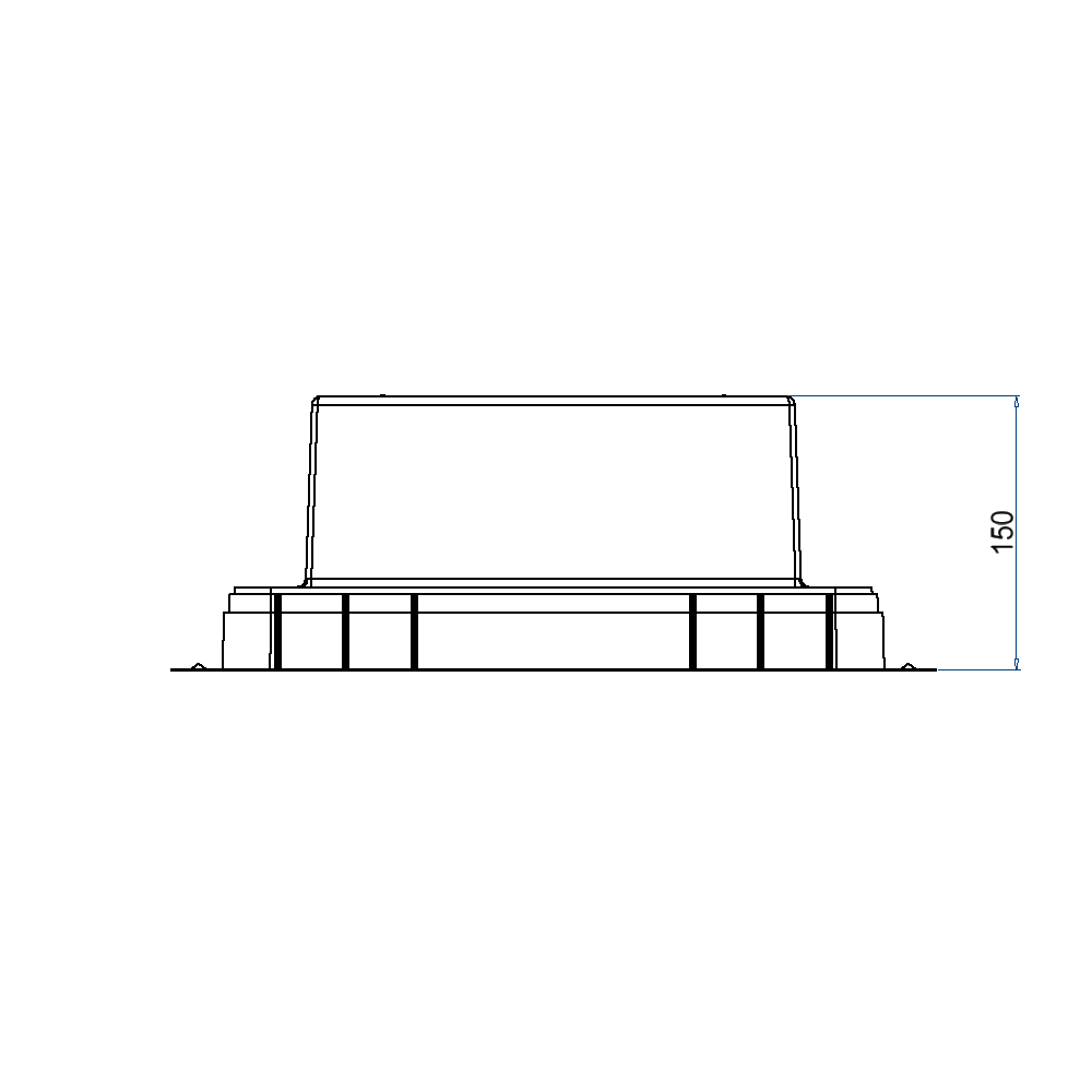 Kunststoff-Einbaubox, schwarz, zu UBD 260, oben: 270x270mm, unten: 420x420mm, H: 150mm