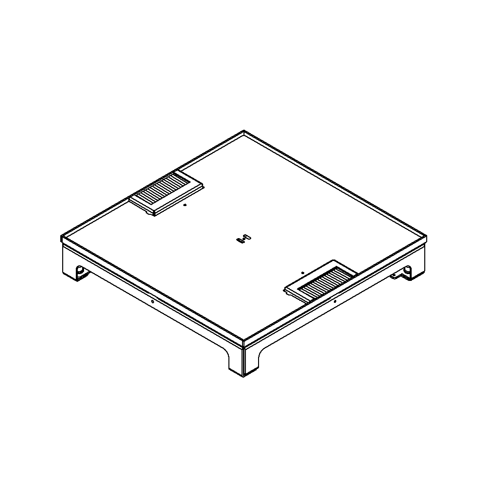 Unterflur-Bodendose UBD 320 aus Chromstahl inkl. Deckel, flach (SVZ), 5mm Vertiefung und 2 Bürstenauslässen