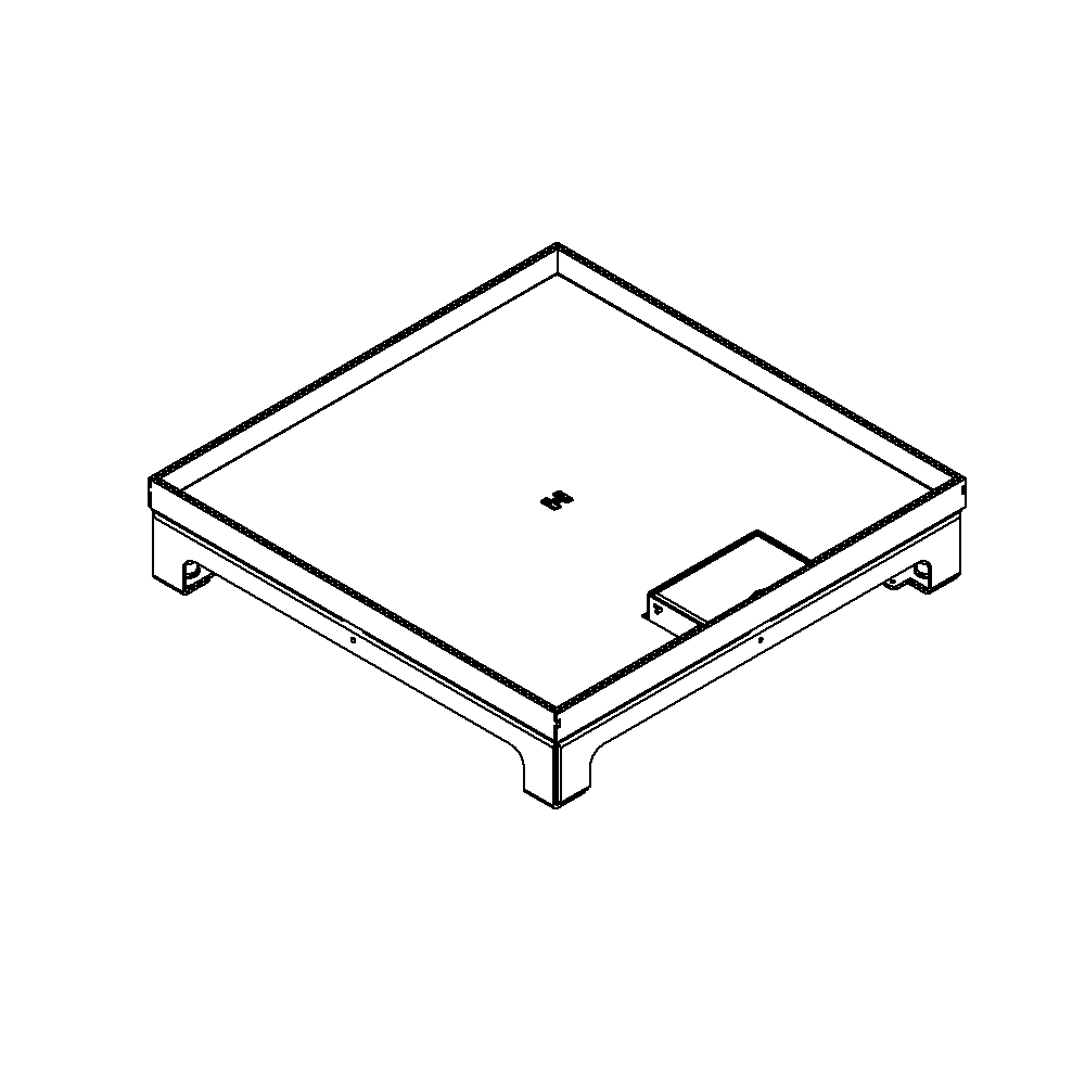 Unterflur-Bodendose UBD 320 aus Chromstahl inkl. Deckel mit Kante, 15mm Vertiefung und 1 Schnurauslass