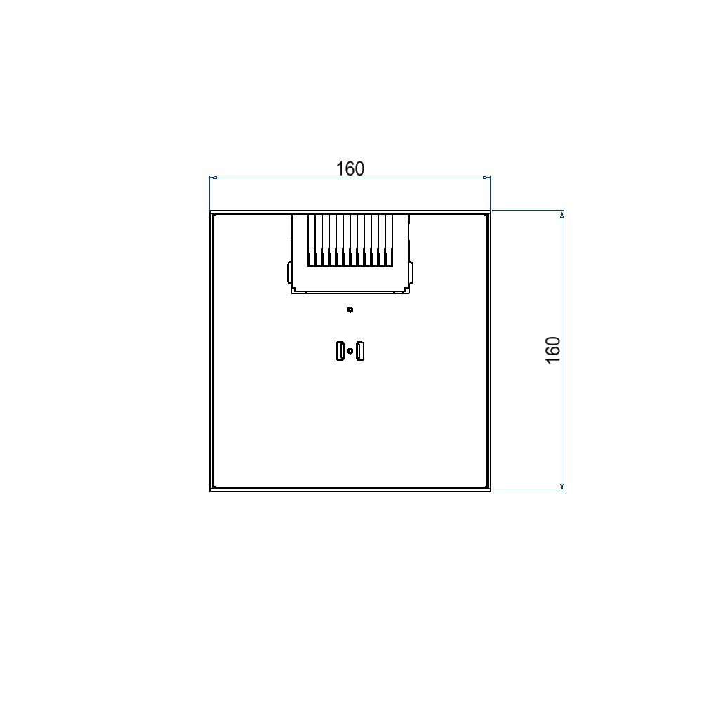 Unterflur-Bodendose UBD 160 small aus Chromstahl inkl. Deckel, flach (SVZ), 5mm Vertiefung und 1 Bürstenauslass