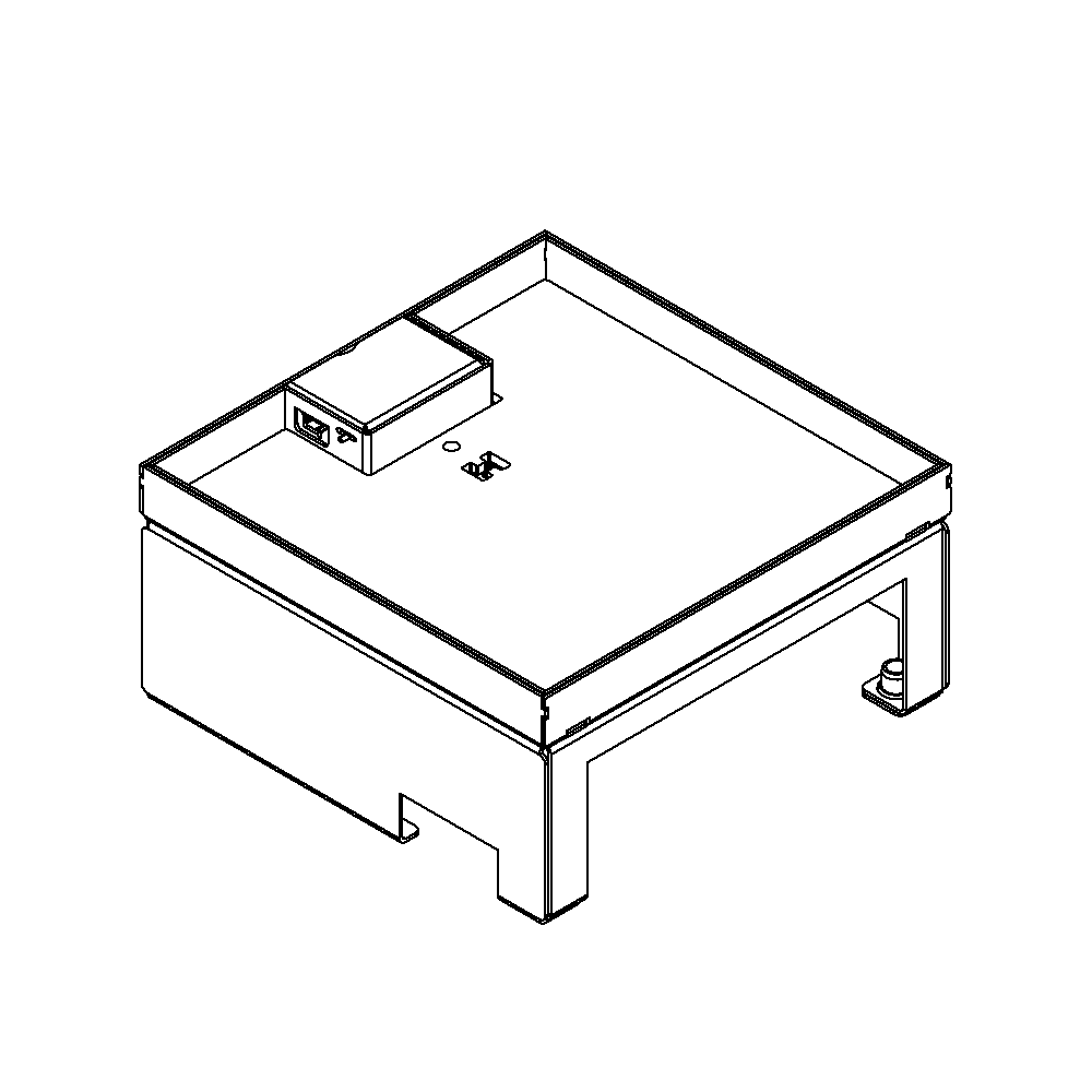 Schwerlast-Unterflur-Bodendose UBD 210 aus Chromstahl inkl. Deckel mit 4mm Verstärkungsplatte, 16mm Vertiefung und 1 Schnurauslass