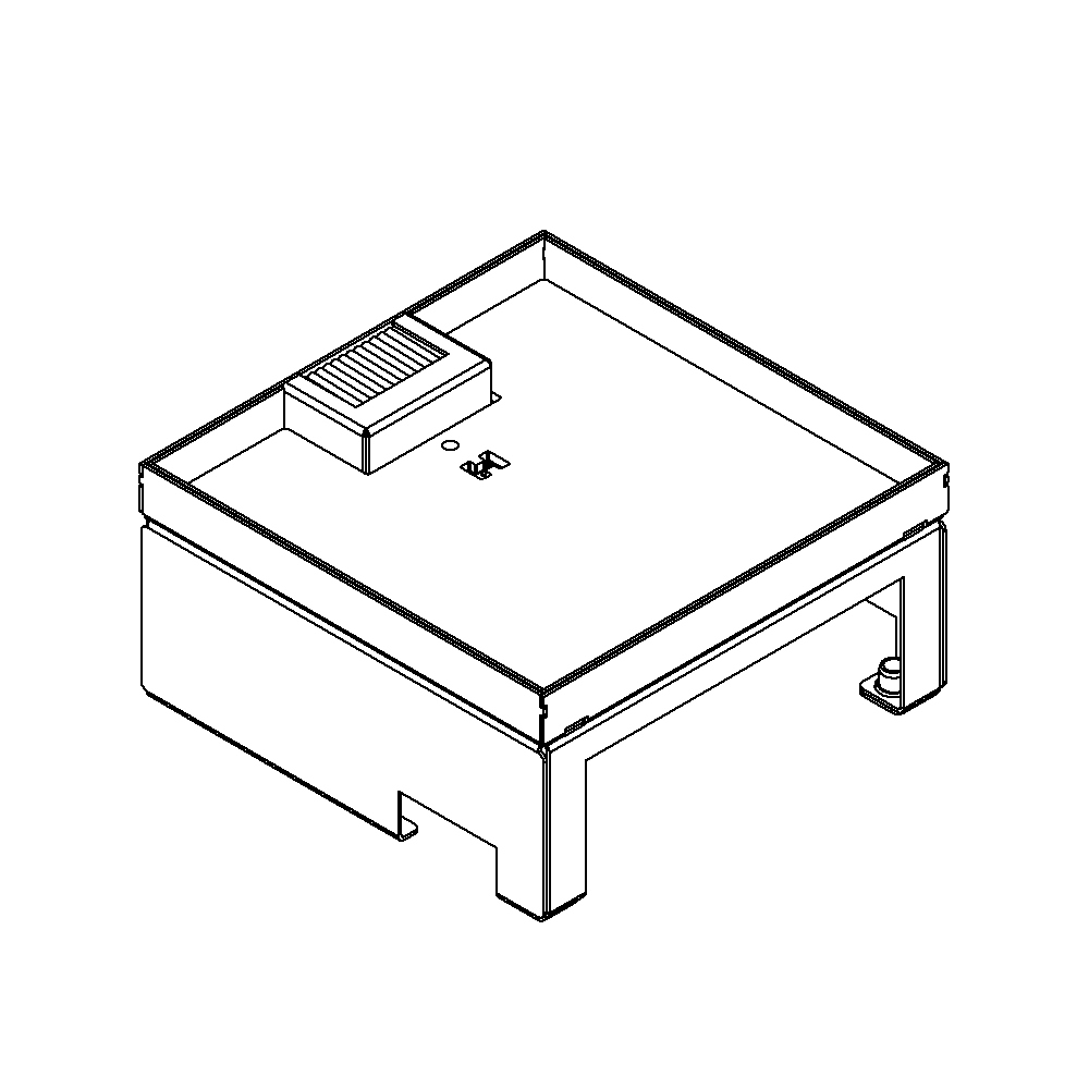 Schwerlast-Unterflur-Bodendose UBD 210 aus Chromstahl inkl. Deckel  mit 4mm Verstärkungsplatte, 16mm Vertiefung und 1 Bürstenauslass