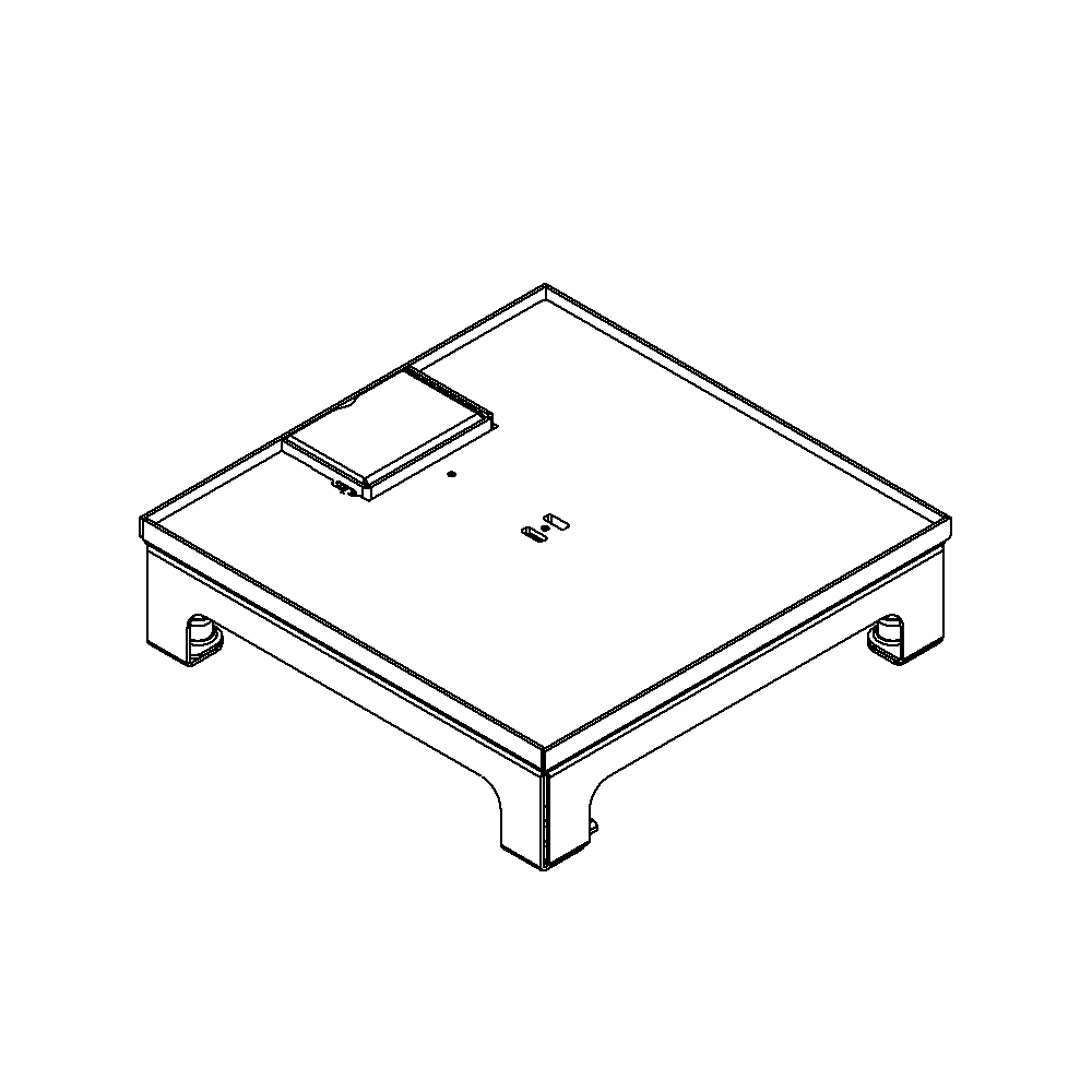 Unterflur-Bodendose UBD 210 small aus Chromstahl inkl. Deckel, flach (SVZ), 5mm Vertiefung und 1 Schnurauslass