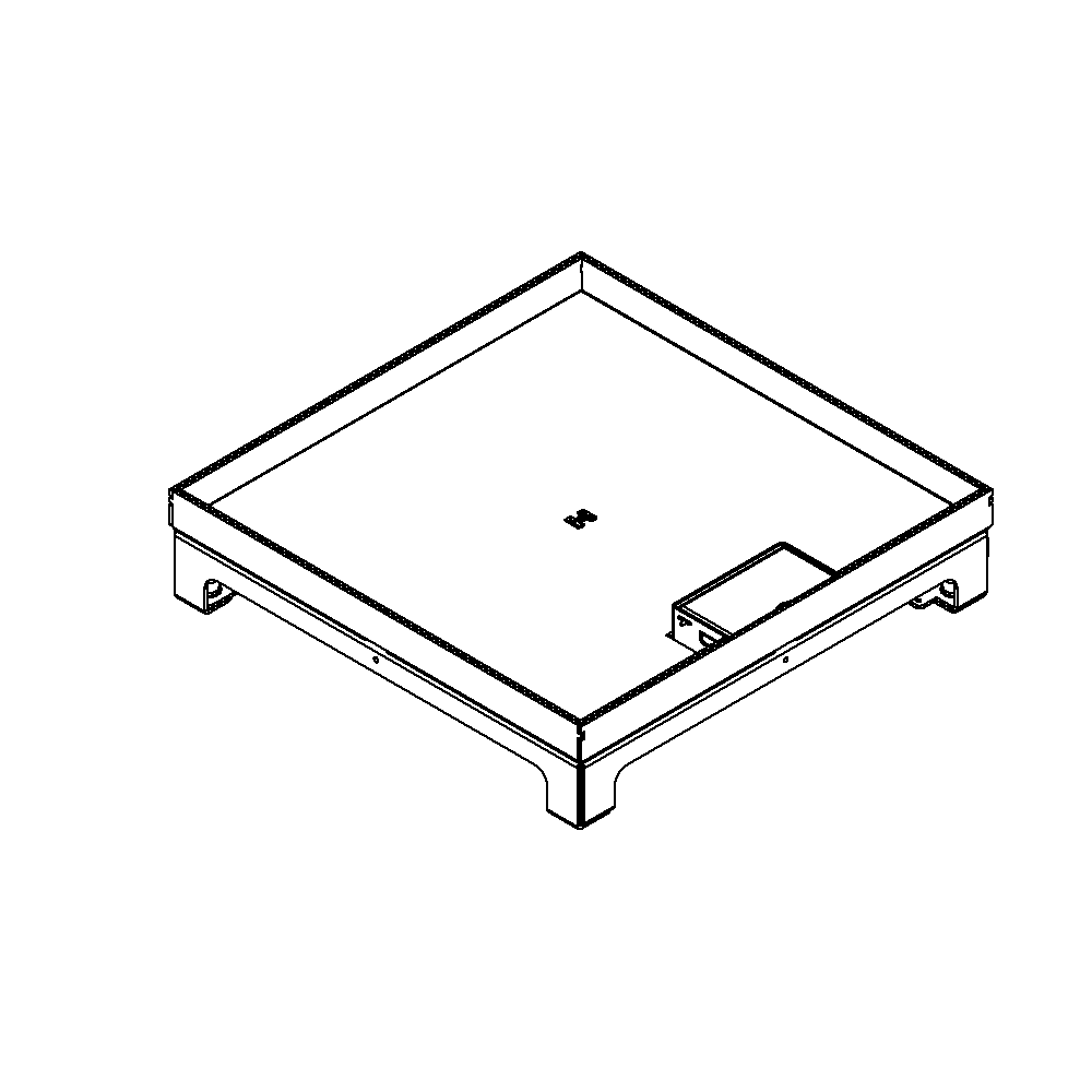 Unterflur-Bodendose UBD 320 aus Chromstahl inkl. Deckel mit Kante, 20mm Vertiefung und 1 Schnurauslass