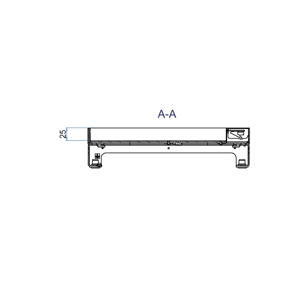 Unterflur-Bodendose UBD 320 aus Chromstahl inkl. Deckel mit Kante, 25mm Vertiefung und 1 Schnurauslass