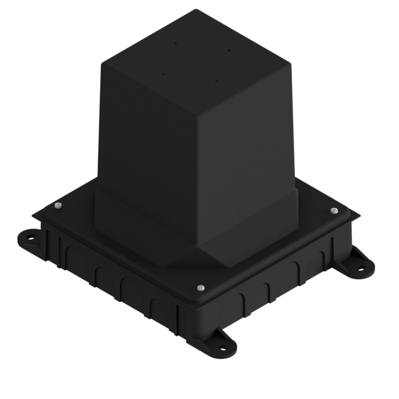 Kunststoff-Einbaubox schwarz zu UBD 100, oben: 110x110mm, unten: 180x230mm, H: 185mm 