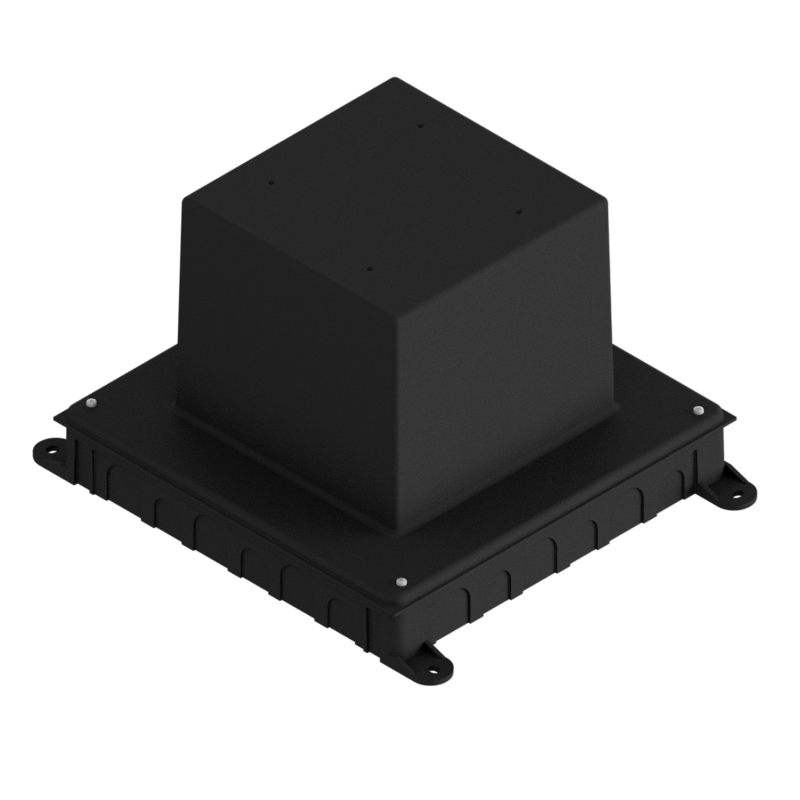 Kunststoff-Einbaubox, schwarz zu UBD 160, oben: 170x170mm, unten: 260x310mm, H: 185mm