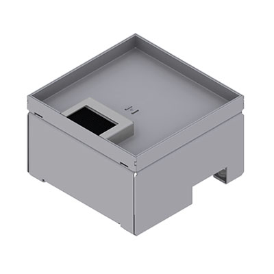 [UBD 160 156] Boîte de sol UBD 160 en acier inoxydable, couvercle avec bord, fermé, évidement de 15mm et 1 sortie de brosse inclus