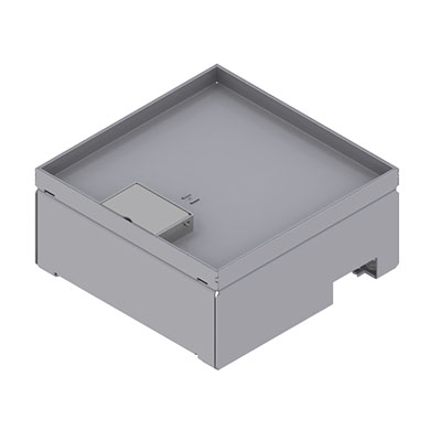 [UBD 210 205] Boîte de sol UBD 210 en acier inoxydable couvercle avec bord, fermé, évidement de 15mm et 1 sortie de cordon inclus