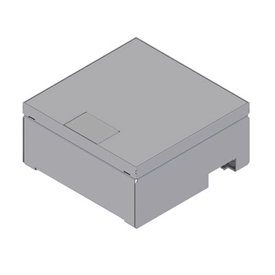 Unterflur-Bodendose UBD 210 aus Chromstahl inkl. belegtem Deckel aus Chromstahl, geschliffen, und 1 Schnurauslass