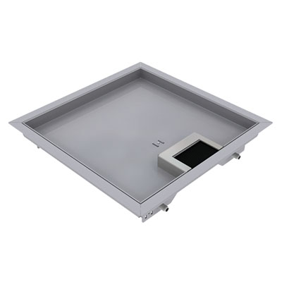 [DBR 210 151] Doppelboden-Auslass DBR 210 aus Chromstahl inkl. Deckel, mit 15mm Vertiefung, Rand und 1 Bürstenauslass