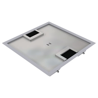 [DBR 210 052] Doppelboden-Auslass DBR 210 aus Chromstahl inkl. Deckel (SVZ), mit 5mm Vertiefung, Rand und 2 Bürstenauslässen