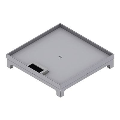 [UBD 320 316] Unterflur-Bodendose UBD 320 aus Chromstahl inkl. Deckel mit Kante, 15mm Vertiefung und 1 Bürstenauslass