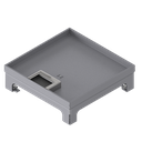 Unterflur-Bodendose UBD 210 small aus Chromstahl inkl. Deckel mit Kante, 15mm Vertiefung und 1 Bürstenauslass