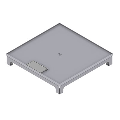 Boîte de sol UBD 320 en acier inoxydable, couvercle inclus, plate (AGS), sans bord, évidement de 5mm et 1 sortie de cordon inclus