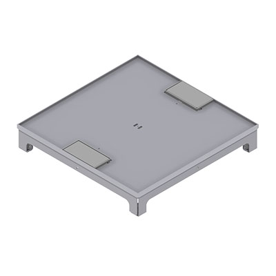 [UBD 322 317] Unterflur-Bodendose UBD 320 aus Chromstahl inkl. Deckel, flach (SVZ), ohne Kante, 5mm Vertiefung und 2 Schnurauslässen