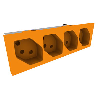 FLF-Steckdose 4xT13-parallel, orange mit Steckklemmen