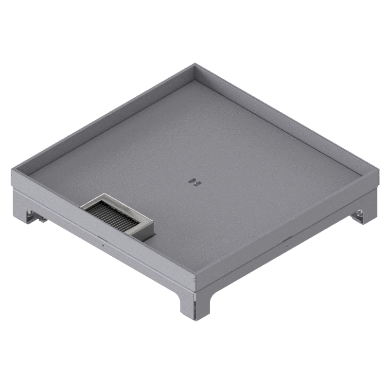 [UBD 324 202] Unterflur-Bodendose UBD 320 aus Chromstahl inkl. Deckel mit Kante, 20mm Vertiefung und 1 Bürstenauslass