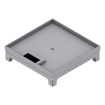 [UBD 260 256] Unterflur-Bodendose UBD 260 aus Chromstahl inkl. Deckel mit Kante, 15mm Vertiefung und 1 Bürstenauslass