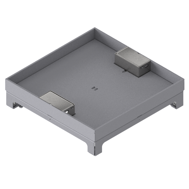 [UBD 324 303] Unterflur-Bodendose UBD 320 aus Chromstahl inkl. Deckel mit Kante, 30mm Vertiefung und 2 Schnurauslässen