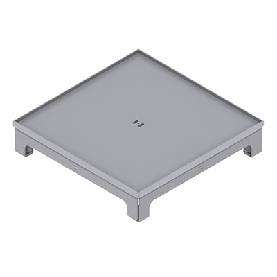 Boîte de sol UBD 260 en acier inoxydable, couvercle inclus, plate (AGS), sans bord, évidement de 5mm 