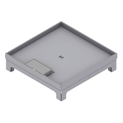 [UBD 260 255] Unterflur-Bodendose UBD 260 aus Chromstahl inkl. Deckel mit Kante, 15mm Vertiefung und 1 Schnurauslass
