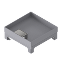 Unterflur-Bodendose UBD 210 small aus Chromstahl inkl. Deckel mit Kante, geschlossen, 30mm Vertiefung und 1 Schnurauslass