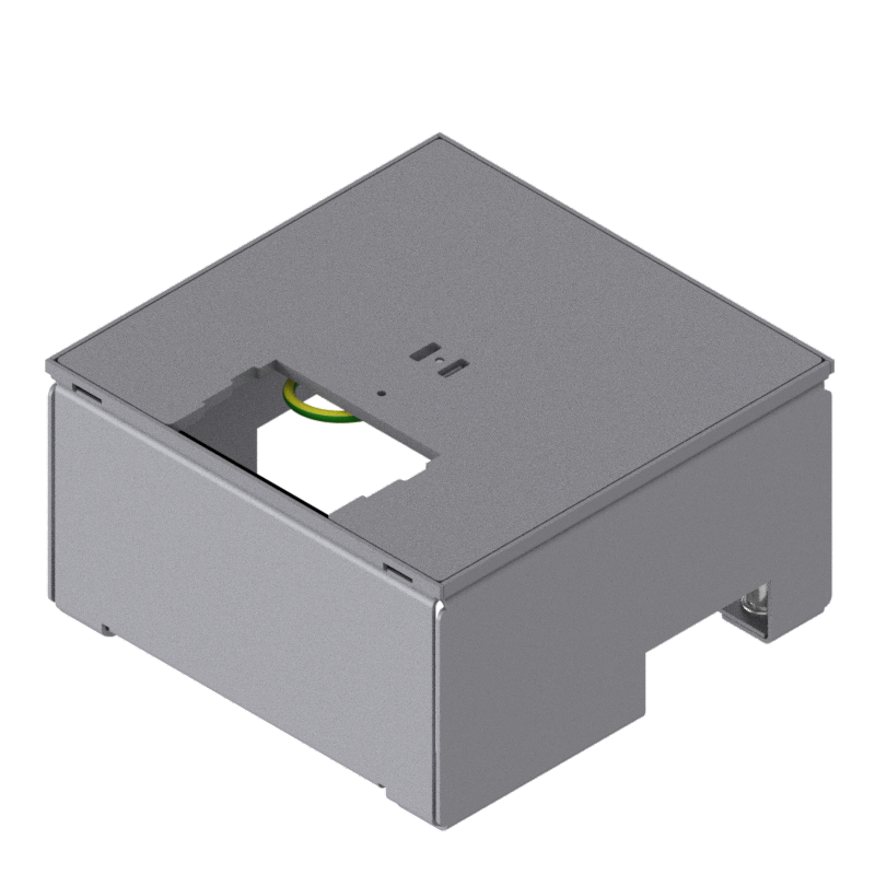 Unterflur-Bodendose UBD 160 aus Chromstahl inkl. belegtem Deckel aus 4mm SVZ, ohne Schutzkante, mit Ausschnitt