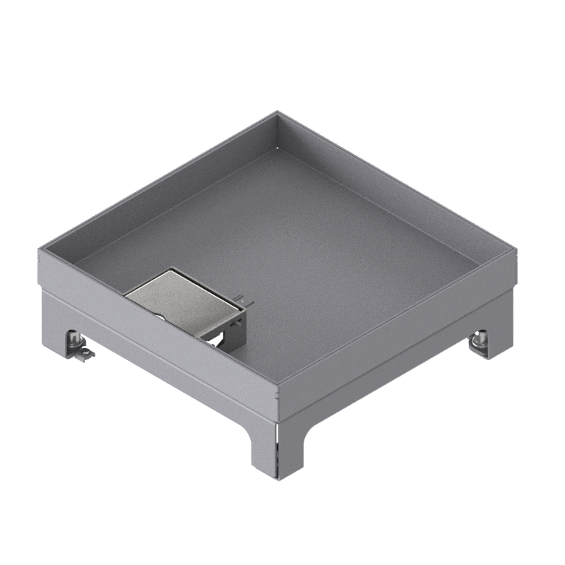 Unterflur-Bodendose UBD 210 small aus Chromstahl inkl. Deckel mit 25mm Vertiefung und 1 Schnurauslass