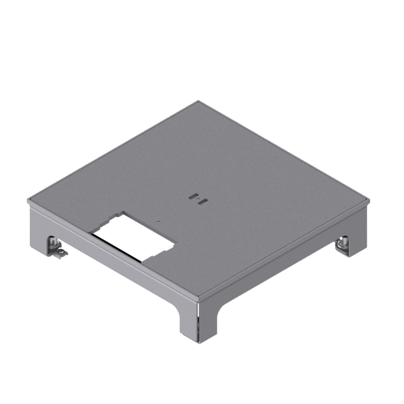 Boîte de sol UBD 210 small en acier inoxydable avec couvercle en 4mm AGS, sans bord (de protection), avec découpe