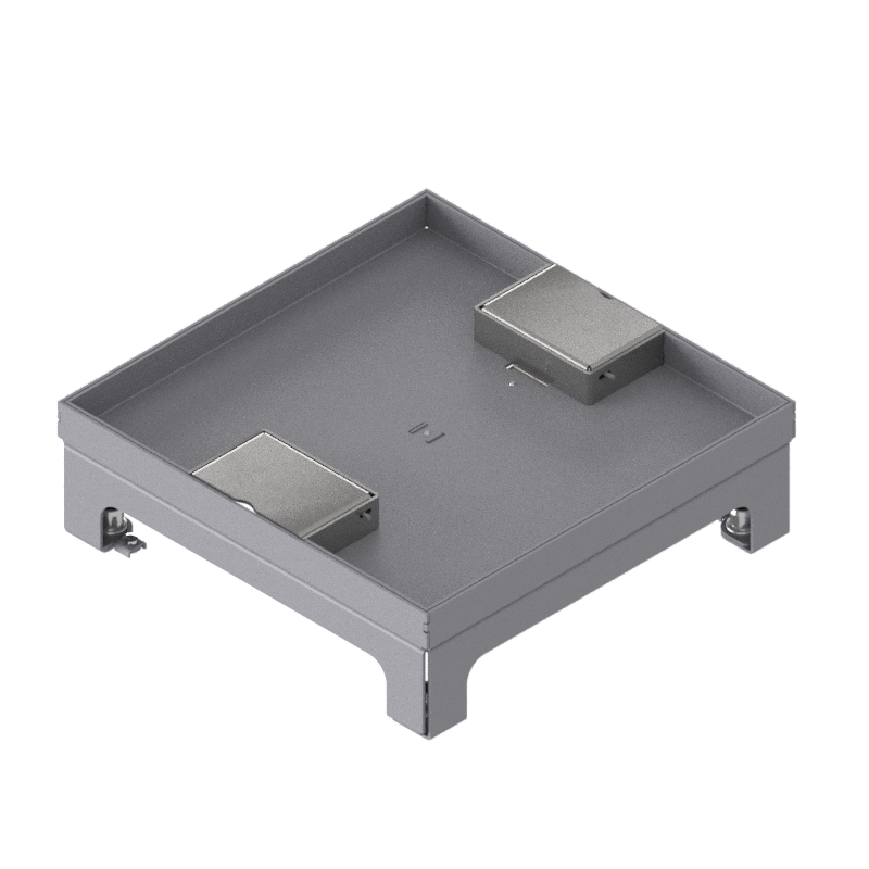 [UBD 215 210] Unterflur-Bodendose UBD 210 small aus Chromstahl inkl. Deckel mit Kante, 15mm Vertiefung und 2 Schnurauslässen