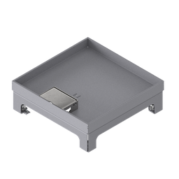 [UBD 217 201] Unterflur-Bodendose UBD 210 small aus Chromstahl inkl. Deckel mit Kante, 20mm Vertiefung und 1 Schnurauslass