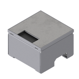 [UBD 132 163] Boîte de sol pour charges lourdes UBD 130 en acier inoxydable, couvercle et plaque de renforcement de 4 mm et 1 sortie de brosse inclus