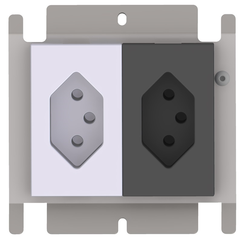 Produktbild UBD 100 118 - Steckdoseneinsatz für 2x FLF, leer, mit 1x T13 weiss + 1x T13 schwarz