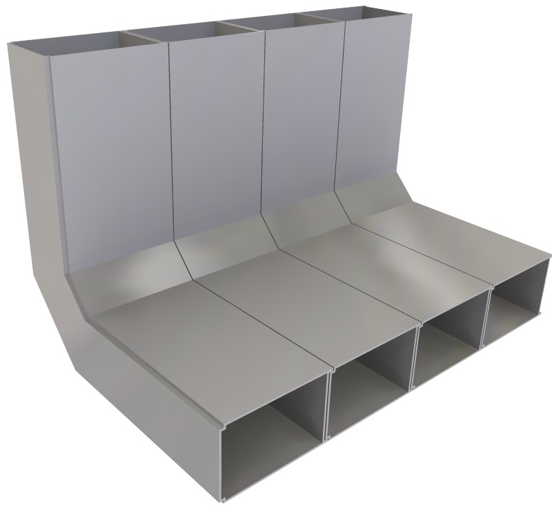 UFK 300 052  -  Vertikalkrümmer zu UFK 50, 4-zügig, 300 x 50 mm