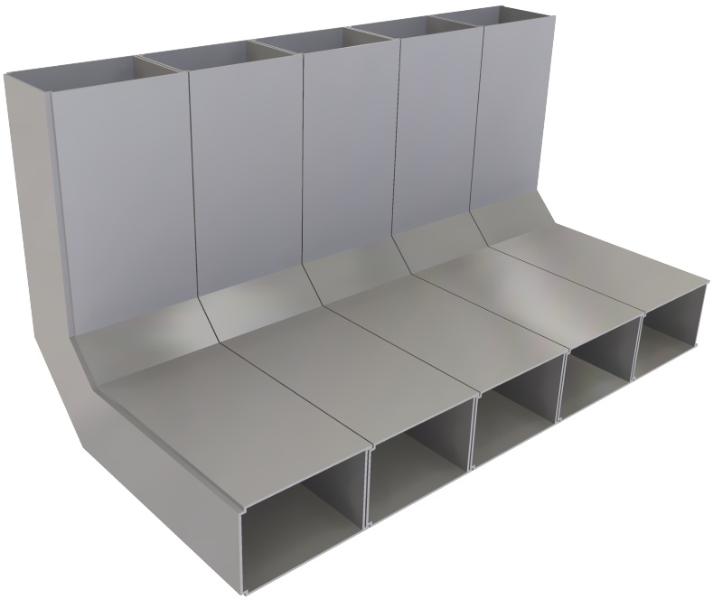 UFK 375 052  -  Vertikalkrümmer zu UFK 50, 5-zügig, 375 x 50 mm