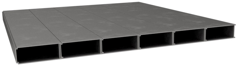 Produktbild UFK 450 030  -  Unterflur-Kanal 6-zügig, aus Aluminium 30x450x2000mm