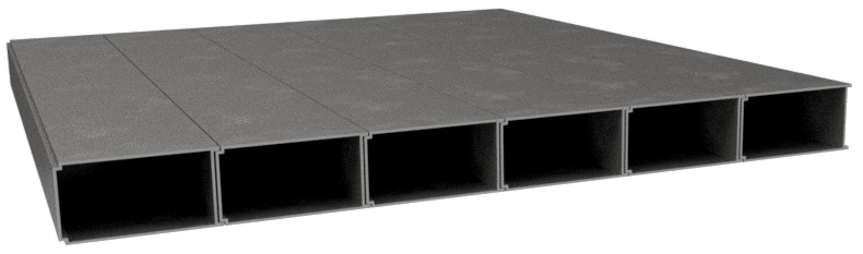 Produktbild UFK 450 040  -  Unterflur-Kanal 6-zügig, aus Aluminium 40x450x2000mm