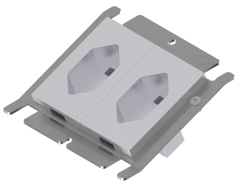 Produktbild UBD 100 122 - Steckdoseneinsatz für 2x FLF, leer, mit 2x T23 weiss