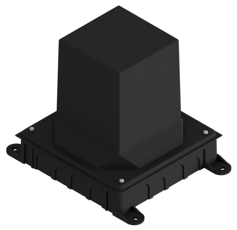UBD 100 150  -  Kunststoff-Einbaubox, schwarz, inkl. Styroporklotz, oben: 110x110mm, unten: 180x230mm, H: 185mm