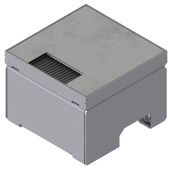 Produktbild UBD 130 128  -  Unterflur-Bodendose UBD 130 inkl. belegtem Deckel aus Chromstahl, geschliffen, und 1 Bürstenauslass