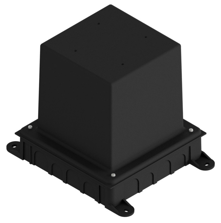 UBD 130 164  -  Kunststoff-Einbaubox, schwarz, inkl. Styroporklotz, oben: 140x140mm, unten: 180x230mm, H: 185mm