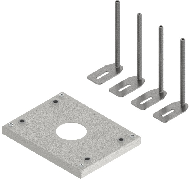 UBD 130 166  -  Aufstock-Rahmen aus SVZ inkl. 170mm Nivellierschrauben zu Unterflur-Bodendose UBD 100 und 130