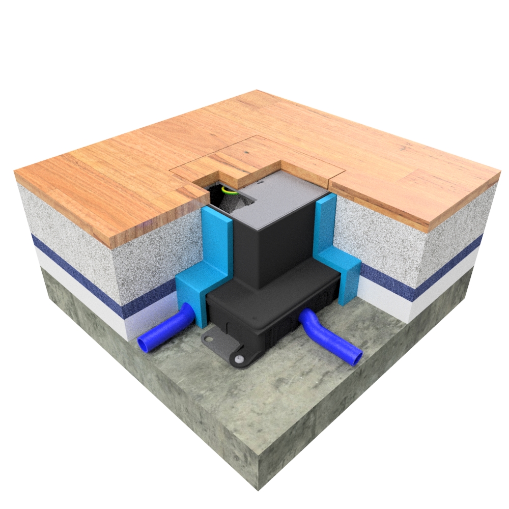 Produktbild UBD 132 001 - Unterflur-Bodendose UBD 130 inkl. belegtem Deckel aus 4mm SVZ, ohne Schutzkante, mit Ausschnitt