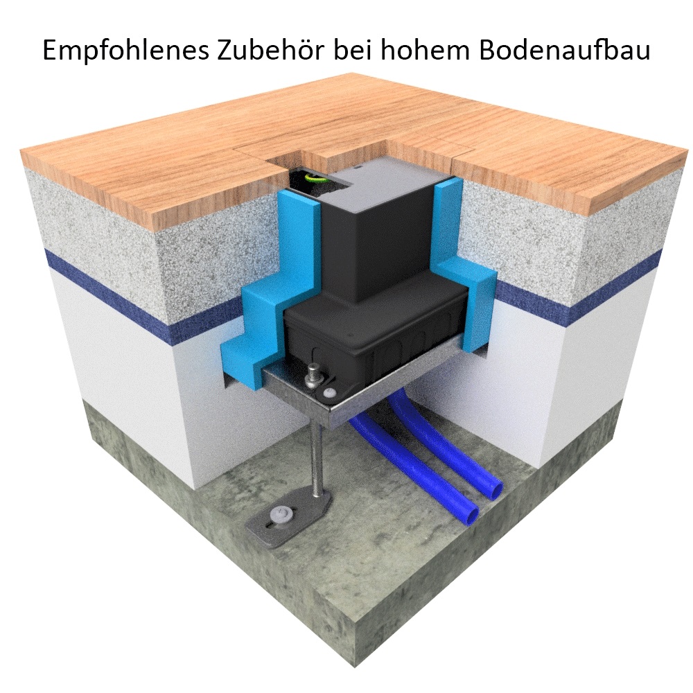 Produktbild UBD 132 001 - Unterflur-Bodendose UBD 130 inkl. belegtem Deckel aus 4mm SVZ, ohne Schutzkante, mit Ausschnitt