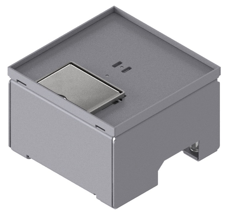 UBD 132 051  -  Unterflur-Bodendose UBD 130 inkl. Deckel, flach (SVZ), ohne Kante, 5mm Vertiefung und 1 Schnurauslass