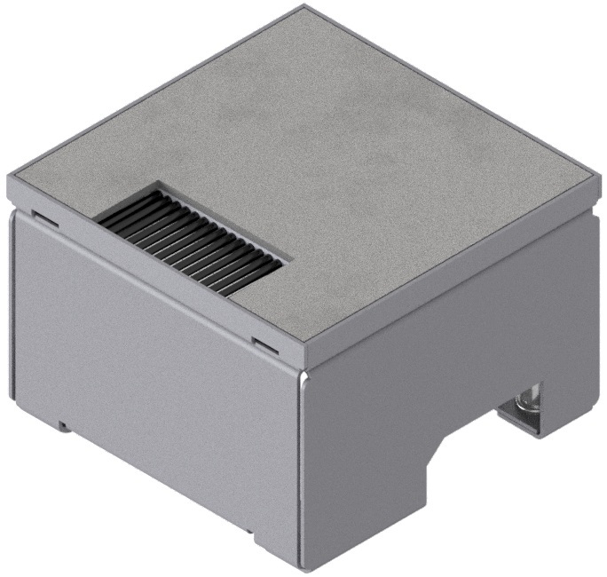 UBD 132 163  -  Schwerlast-Unterflur-Bodendose UBD 130 inkl. belegtem Deckel aus Chromstahl, geschliffen, mit Bürstenauslass