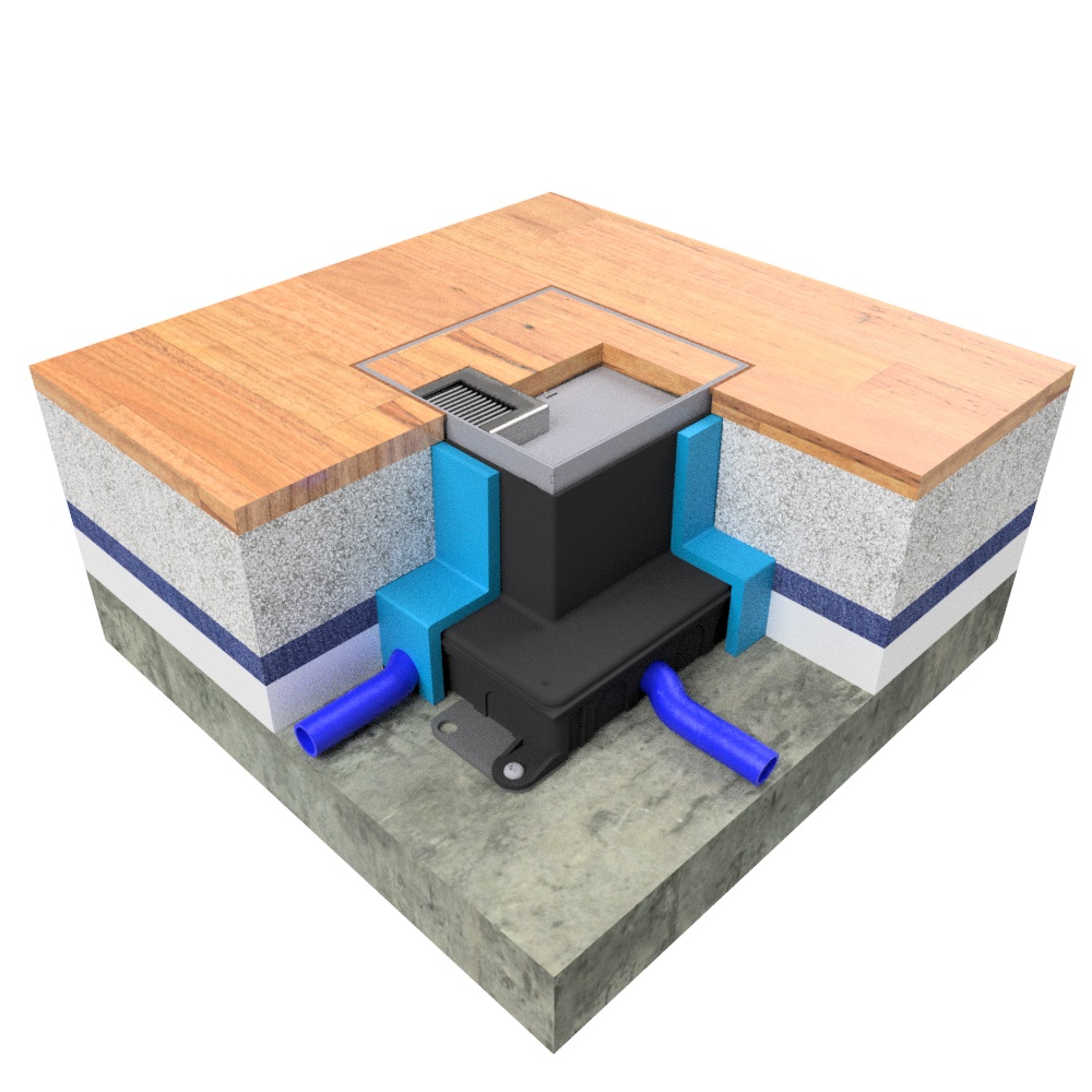 Produktbild UBD 132 252 - Unterflur-Bodendose UBD 130 inkl. Deckel mit Kante, 25mm Vertiefung und 1 Bürstenauslass