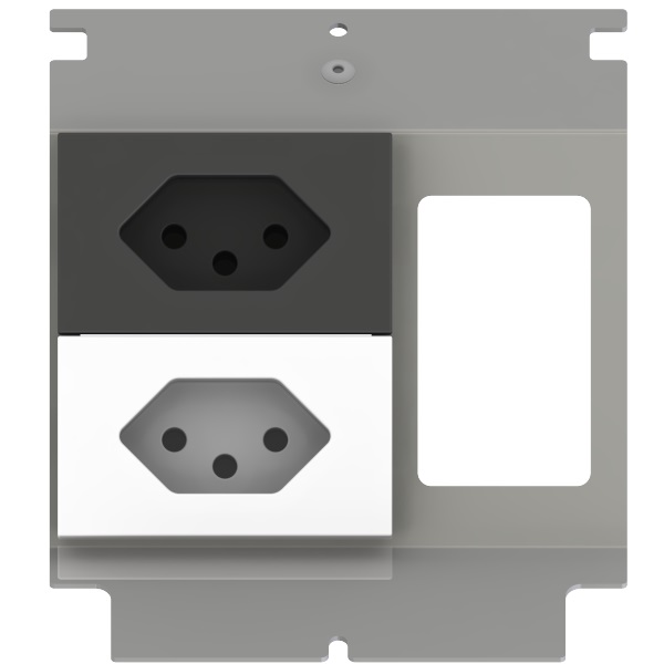Produktbild UBD 133 138 - Steckdoseneinsatz für 3 FLF, leer, mit 1x T13 weiss + 1x T13 schwarz